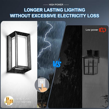 ledmo Outdoor Wall Lights 1800Lm Modern Outdoor Porch Light 6000K Bright Lighting Black Exterior Lighting Fixture Waterproof Christmas Fixture for House,Patio,Garage,Backyard，Hallway (2 Pack)
