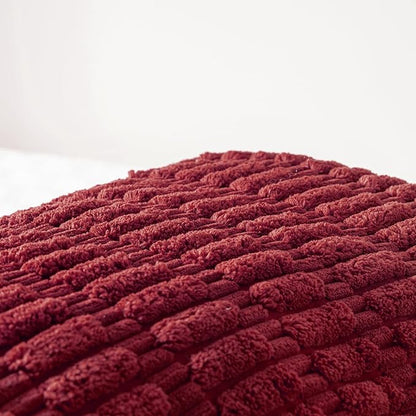 Fancy Homi Burgundy Long Body Lumbar Decorative Throw Pillow Covers 14x36 Inch for Bed Couch Bedroom Bench, Soft Corduroy Rectangle Solid Pillow Case, Rustic Farmhouse Boho Room Decor