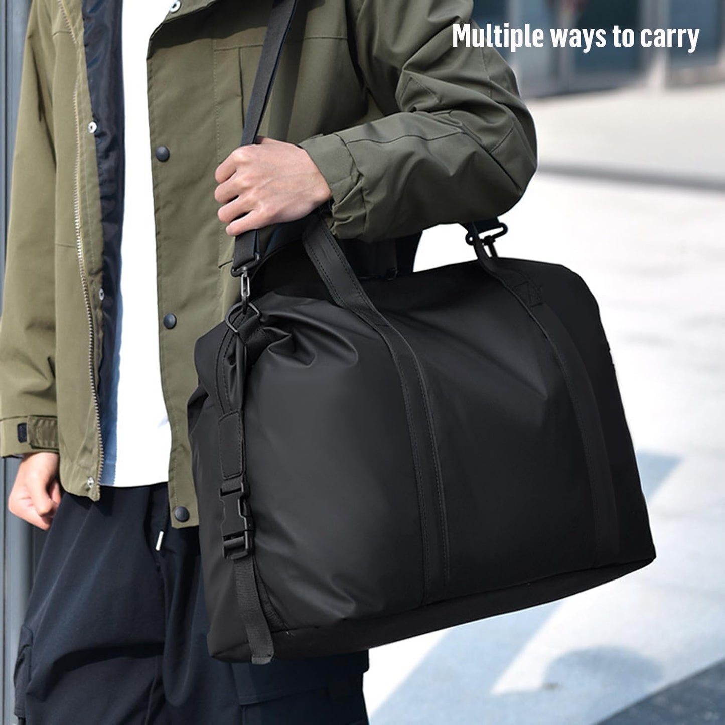 SZDPC Travel Duffle Bag for Spirit Airlines Personal Item Bag 18x14x8, PU Leather Carry on Tote Bag with Shoulder Strap, Weekender Bag for Men and Women