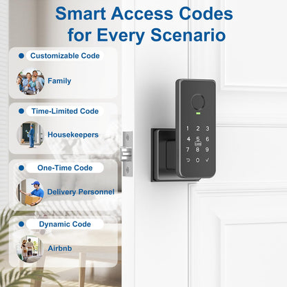 Foxgard Fingerprint Door Lock – 5-in-1 Biometric Smart Lock with Keypad, App Control, Key, Auto-Lock, Electronic Deadlock – Keyless Entry for Bedroom, Office, Indoor Use – Includes 2 IC Cards