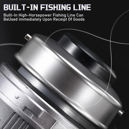 Sougayilang Spincast Fishing Reel, Size 30 Reel, Right or Left-Hand Retrieve, 3.9:1 Gear Ratio, Pre-spooled with Mono Fishing Line-Silver