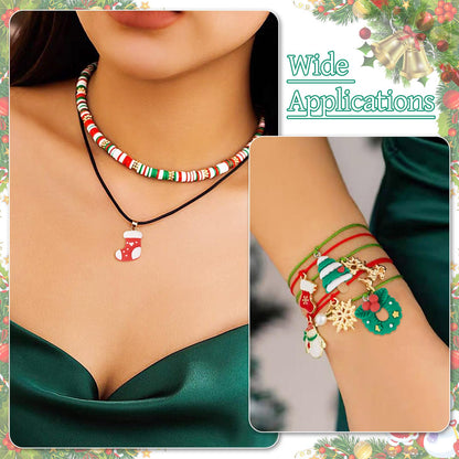 Cheriswelry 40Pcs Christmas Resin Charms for Crafts Santa Claus Snowman Deer Jingle Bell Pendants Ornaments 21-30mm for Xmas Home Party Decoration Necklace Earring Bracelet Making