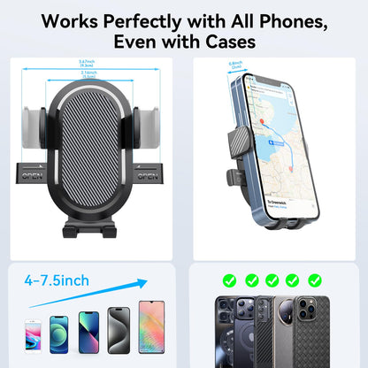 Vent Car Phone Holder Mount, Air Vent Cell Phone Holder Hands Free Phone Stand for iPhone, Samsung, Smartphone, Cellphone Mount for Interior Car Accessories, Carbon-Fibers Black