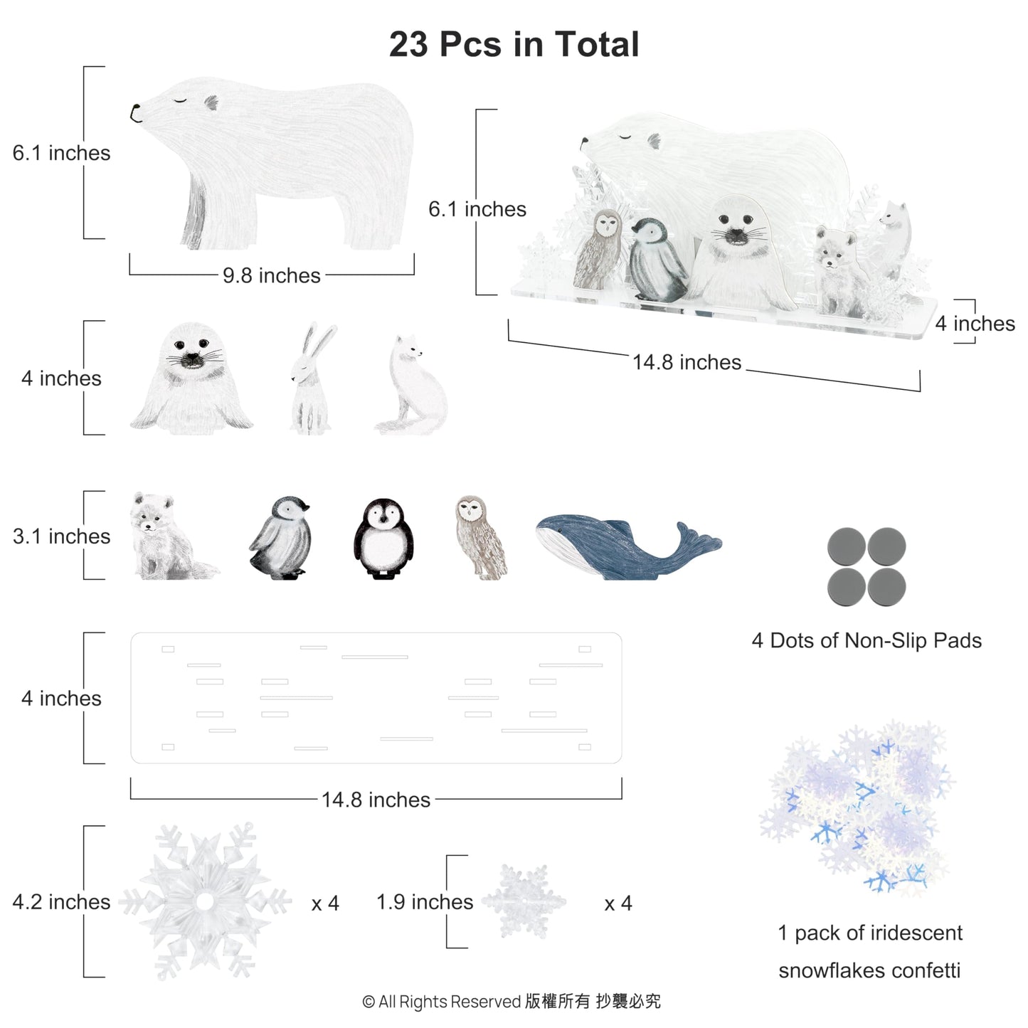 Cheerland Winter Centerpiece Decoration Arctic Polar Animal Snowflake Table Decor for Christmas Holiday Home Room Classroom Decor Winter Wonderland Party Supplies