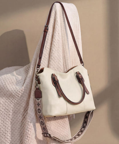 VASCHY Hobo Bags for Women, Vegan Leather Top Handle Satchel Shoulder Purse Handbag Purse with Crossbody Guitar Strap Beige