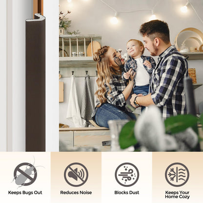 60FT Weather Stripping Door Seal, Kerf Style Foam Strip for Large Gaps, with Scraper Tool for Exterior and Interior Frames, Brown