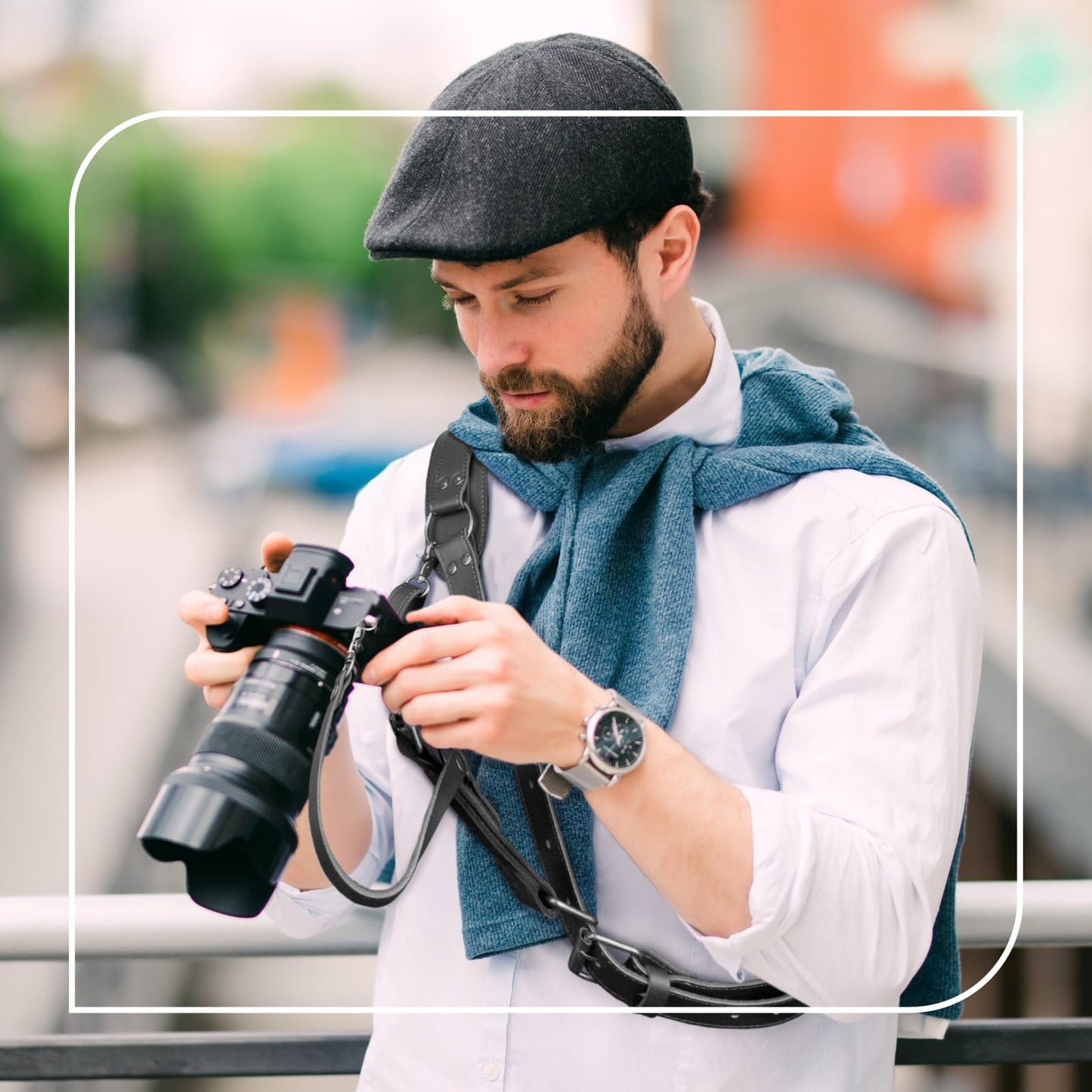 4J LEDR Leather Camera Strap,Single Camera Shoulder Harness for One Camera,Professional Camera Harness for Photographers,Camera Strap Crossbody Quick Release Gear DSLR/SLR,Camera Accessories,Black