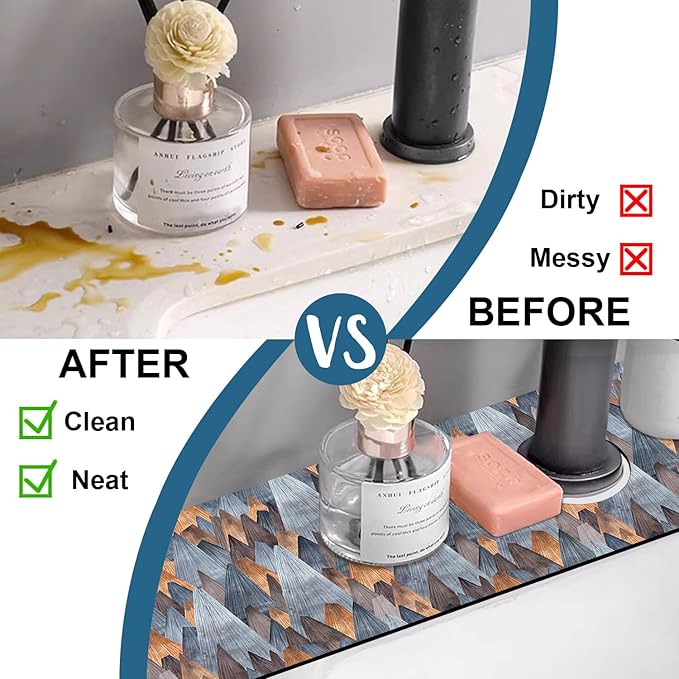 Abstract Mountain Sink Splash Guard Faucet Mat Mountain Landscape Super