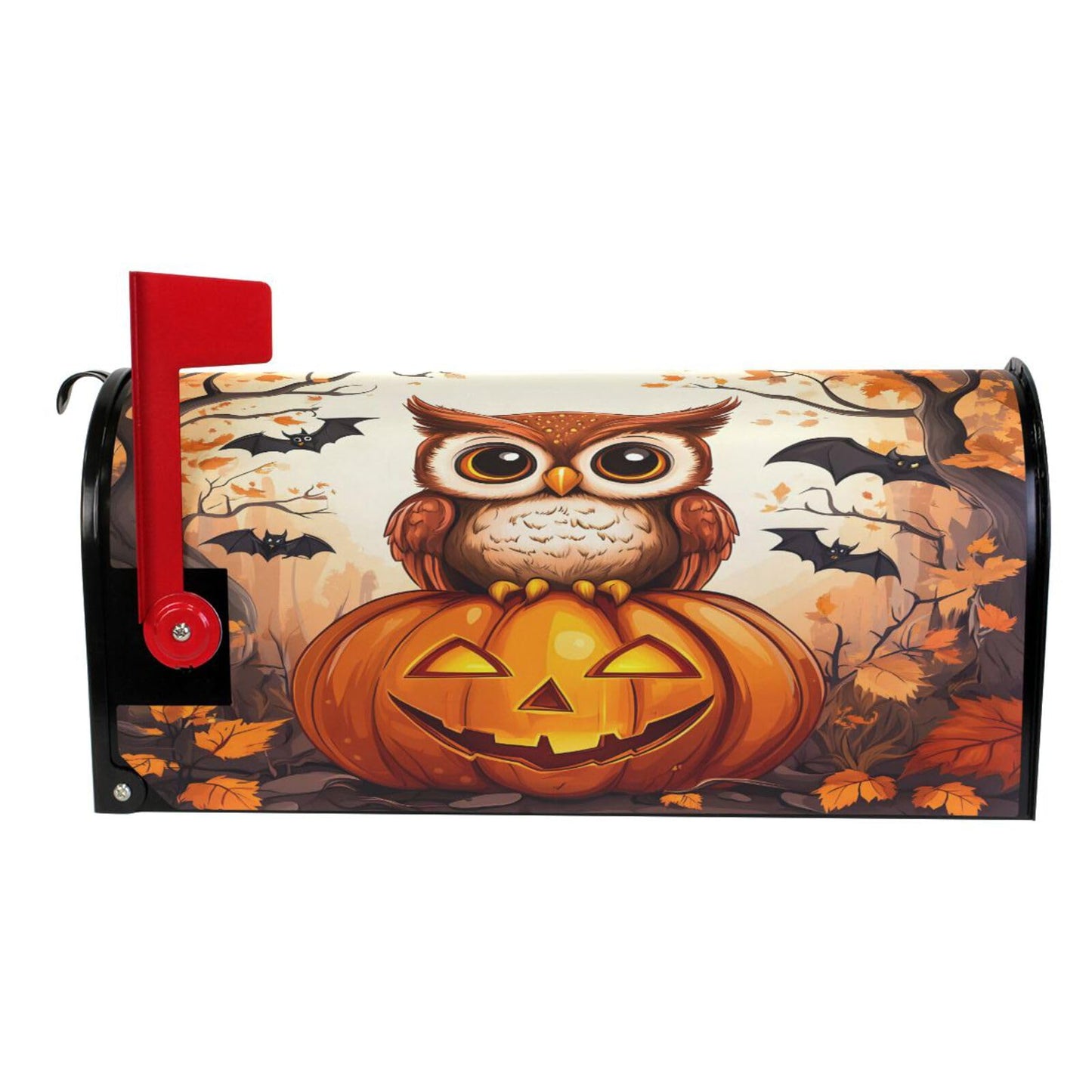 Autumn Owl Pumpkin Halloween Magnetic Mailbox Cover MailWraps Garden Yard Home Decor for Outside Standard Size-18"x 20.8"