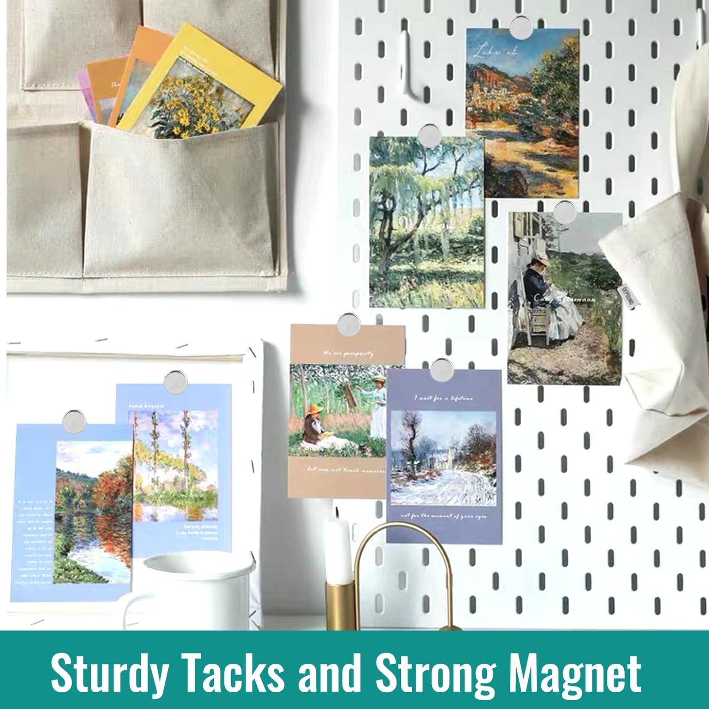 Magnetic Push Pins, 20 Sets Magnet Thumbtack for Board [1s Quick Pin][No Hole Hang Way], Poster and Photo Hangers Push Pin Magnets for Office Supplies Classroom Decoration Walls Bulletin Boards