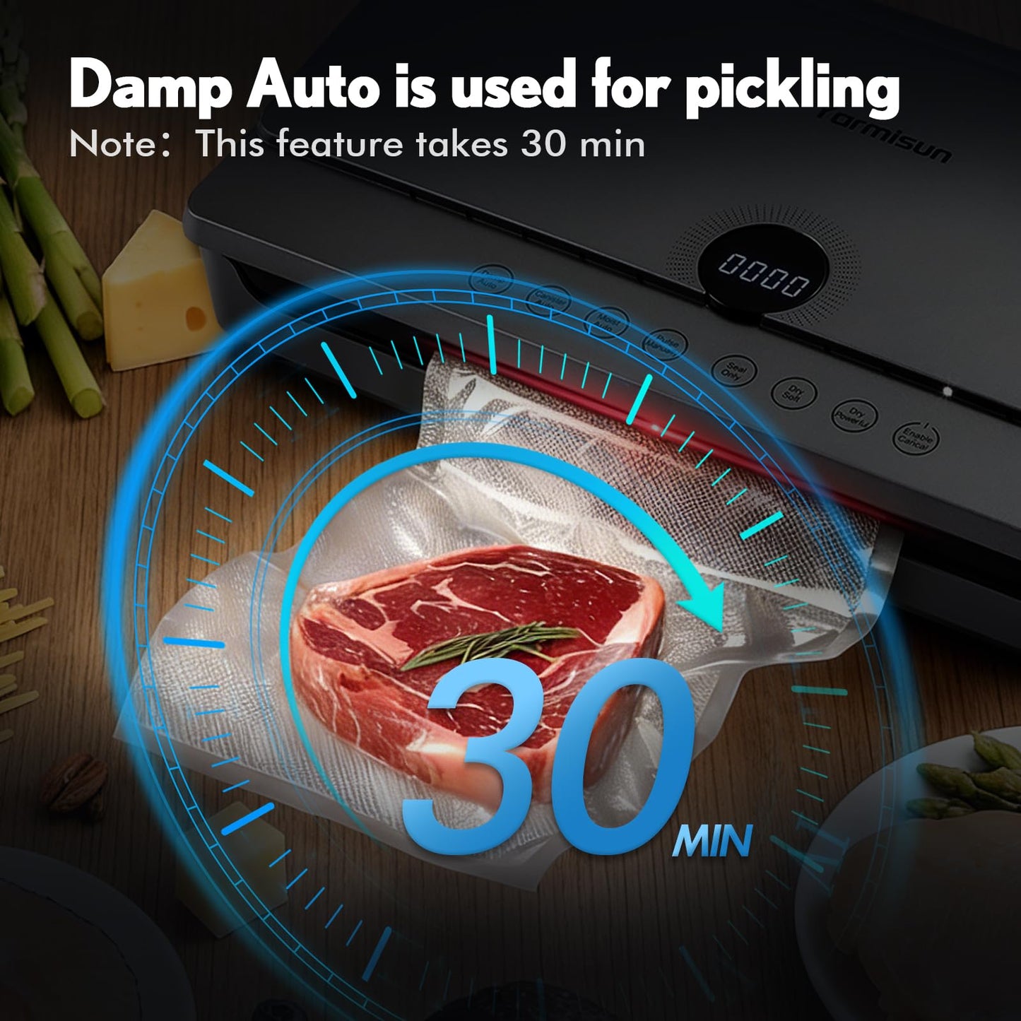 Vacuum Sealer for Food 90Kpa Powerful Vacuum Sealing Machine 7 in 1 Modes with Freshness Storage Bag Powerful Big Size (No pressing needed)