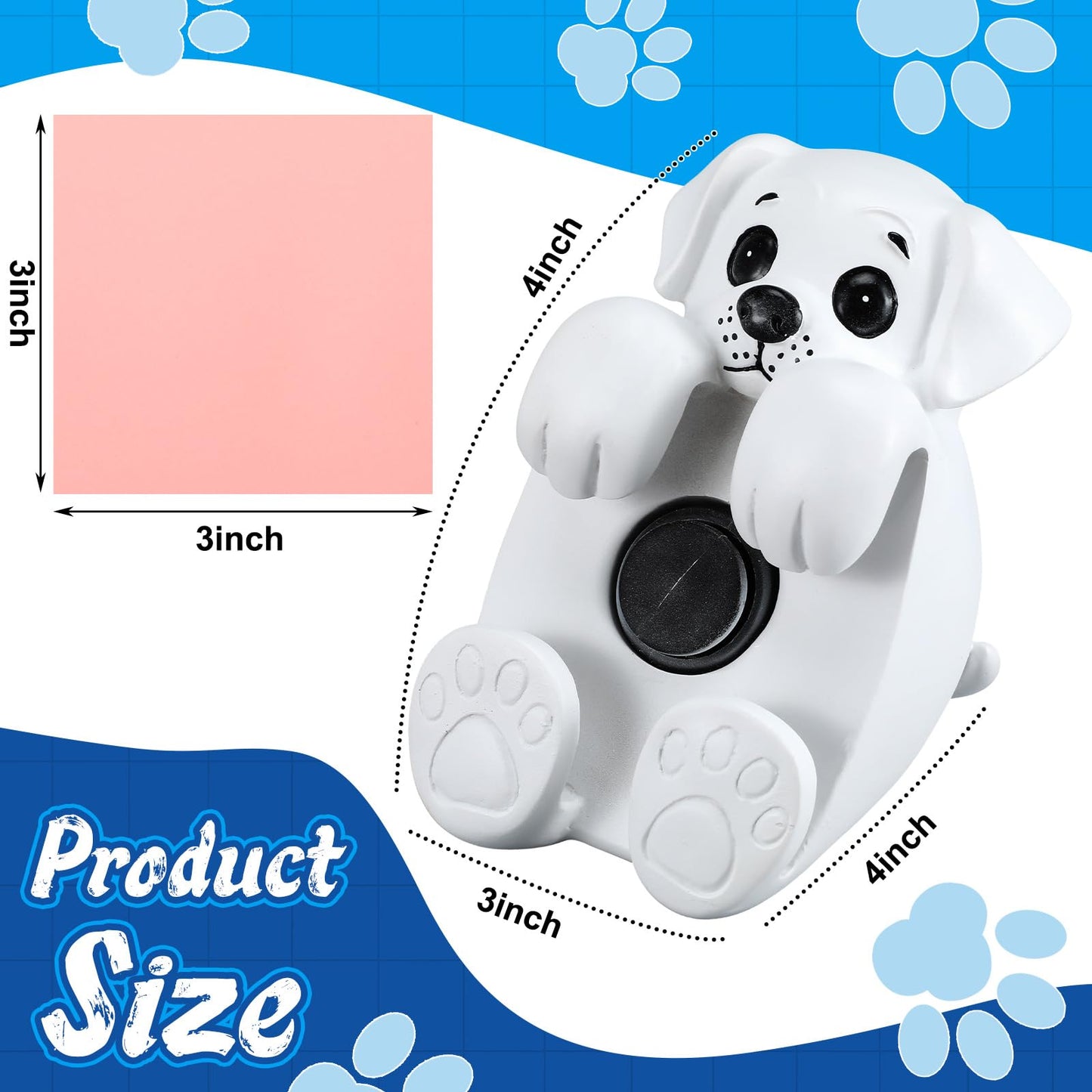Chunful 3pcs Pop-up Note Dispenser Set Include Resign Dog Note Dispenser, 2 Pcs 3 x 3 Sticky for Office Desk Accessories