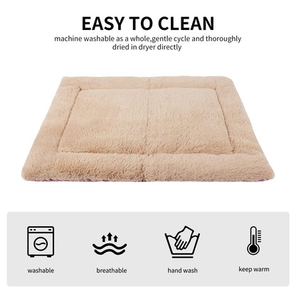 Vejaoo Dog Bed Mat Washable Cat Cushion Soft Premium Plush Dogs Mattress Sofa Dual Purpose Clearance for Small/Medium/Large Dog XZ014 (M(75 * 50CM), Short Plush Pink)