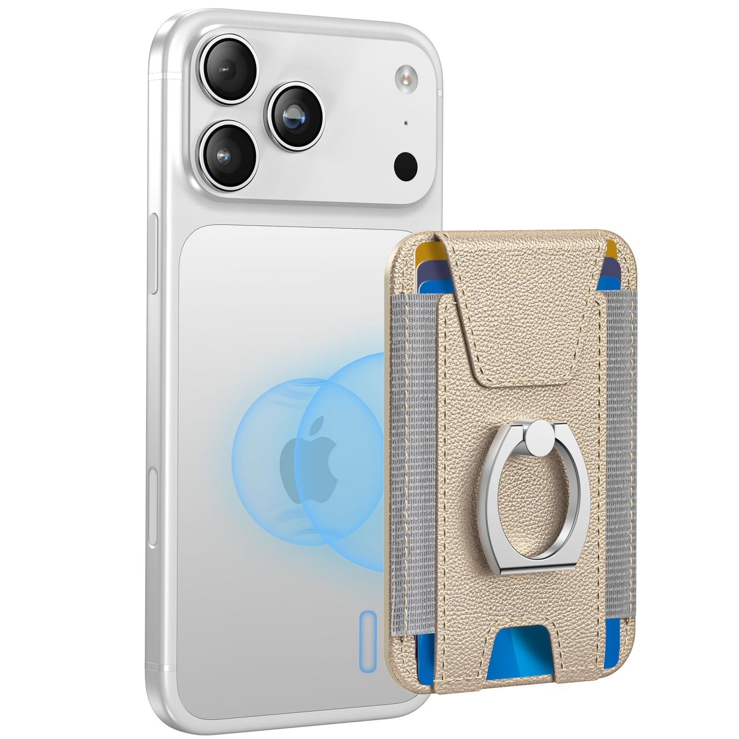 ExtreLife For Magsafe Wallet with Grip, 6-Card Holder, Stronger Magnetic Card Wallet Holder for iPhone 17/16/15/14/13/12 Series, Leather Magnetic Phone Wallet with Privacy Flap, Desert Titanium Gold
