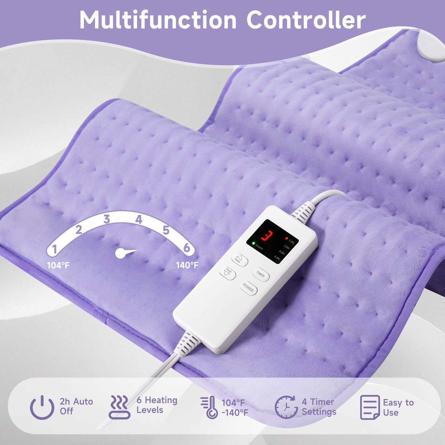 Heating Pad for Back, Large Heating Pads for Body Muscle Pain Cramps Relief, 6 Heat Settings Machine Washable Electric Heating Pad, Birthday Christmas Gifts for Women Mom