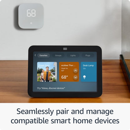 Amazon Echo Show 8 (newest model), With Spatial Audio, Smart Home Hub, and Alexa, Glacier White