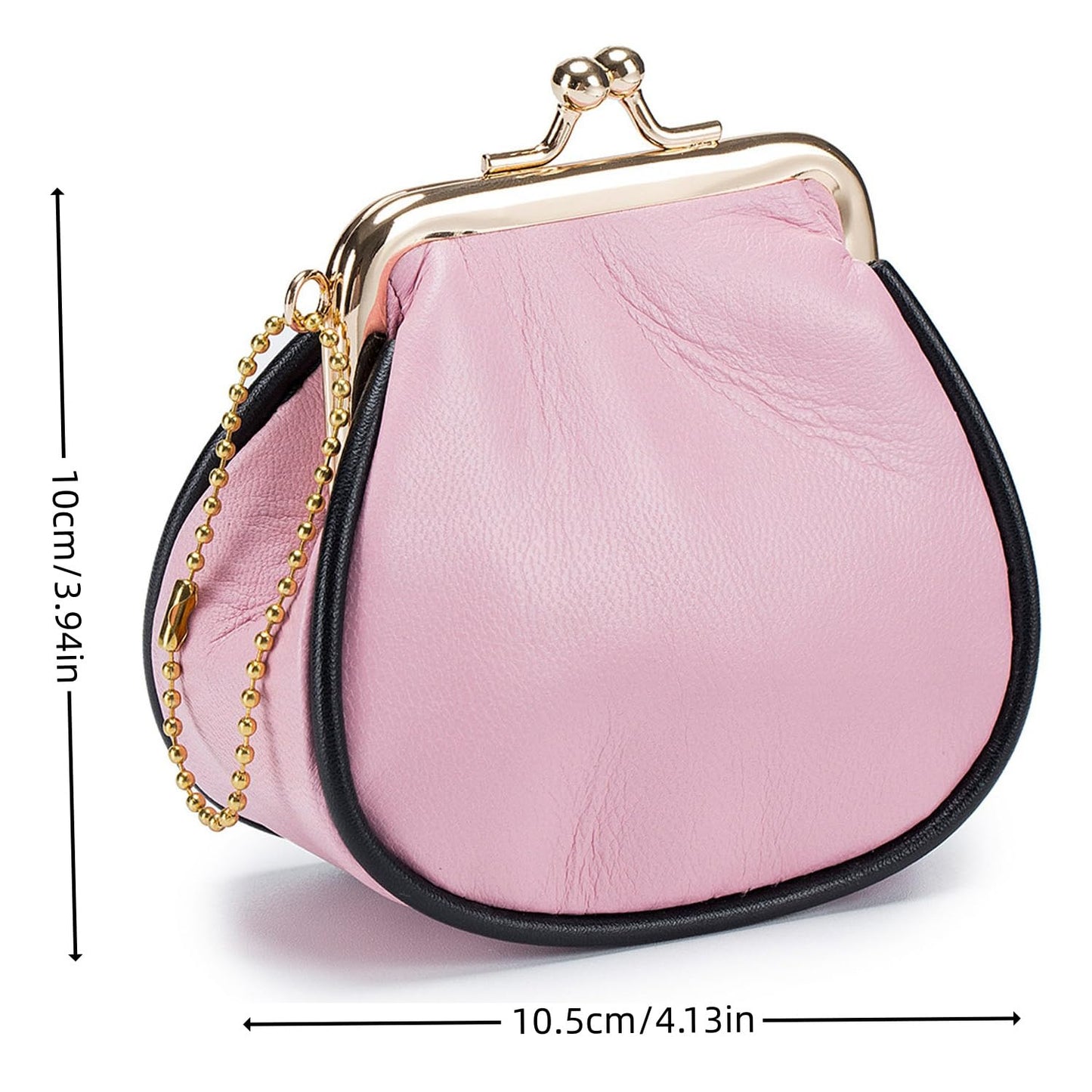 Coin Purse Wallet with Kiss-Lock, Small Coin Purse For Women, Leather Change Purse Kiss-Lock, New Vintage Literary Women's Coin Purse Leather