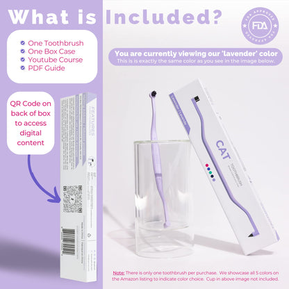 RYERCAT Dual Sided Cat Toothbrush - Kitten Toothbrush with Micro Head (Very Small) to fit into Cat/Kittens Mouth - Cat Dental Care Supplies - Pet Toothbrush for Cats (Amethyst Purple)