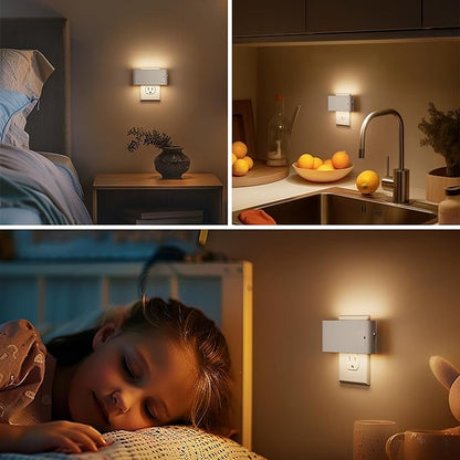Briignite Night Lights Plug into Wall, LED Night Light with Dusk to Dawn Light Sensor, 2 Pack,Dimmable Night Light Plug in, 3000K Soft White Nightlight for Kids Room Bedroom Hallway Kitchen