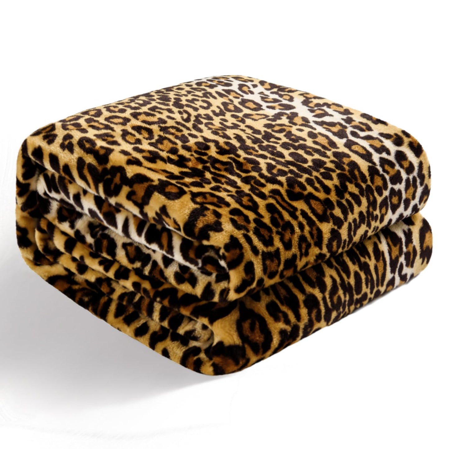 Bnuitland Leopard Print Fleece Flannel Throw Blanket, 300 GSM Double Sided Cheetah Print Blanket for Bed Sofa Couch Travel, Super Soft Fuzzy Fluffy Lightweight for Adults and Kids, 50×60 inch