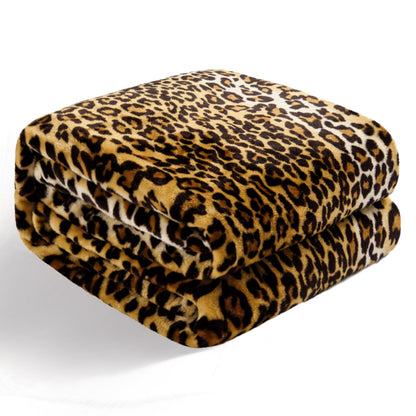 Bnuitland Leopard Print Fleece Flannel Throw Blanket, 300 GSM Double Sided Cheetah Print Blanket for Bed Sofa Couch Travel, Super Soft Fuzzy Fluffy Lightweight for Adults and Kids, 50×60 inch
