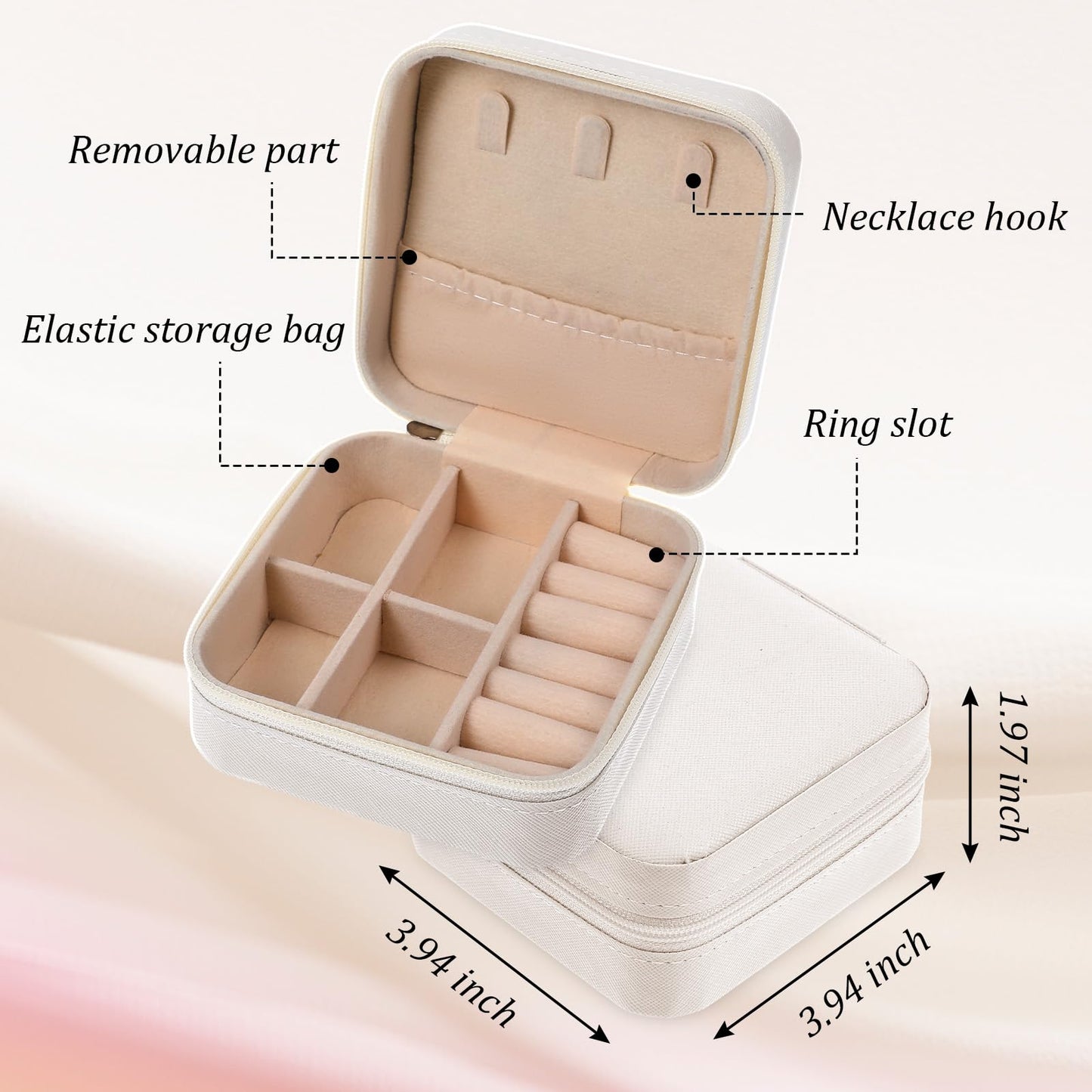 Nodaaiie 6 Pack White Travel Jewelry Case, PU Leather Mini Jewelry Organizer Box, Portable Earring Storage Box for Women, Girls, Bridesmaid Gifts(3.94 x 3.94 x 1.97 Inches)
