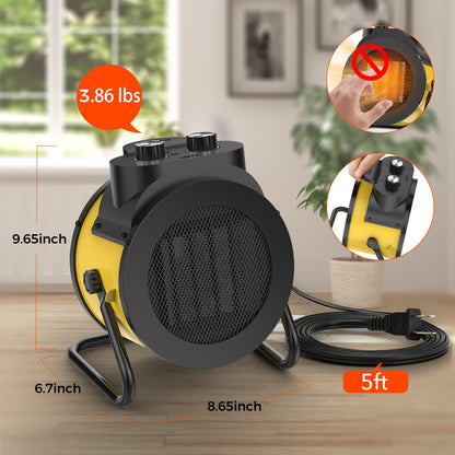 AEscod 1500W Electric Space Heater with 90 Adjustable Angle, Overheat Protection, Heater for Garage, Office, Indoor Use