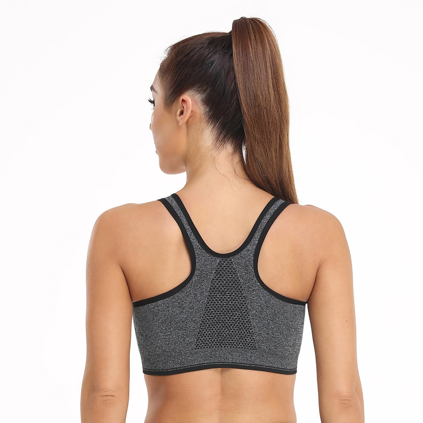 Women's Zip Front Sports Bra Wireless Post-Surgery Bra Workout Sports Bras