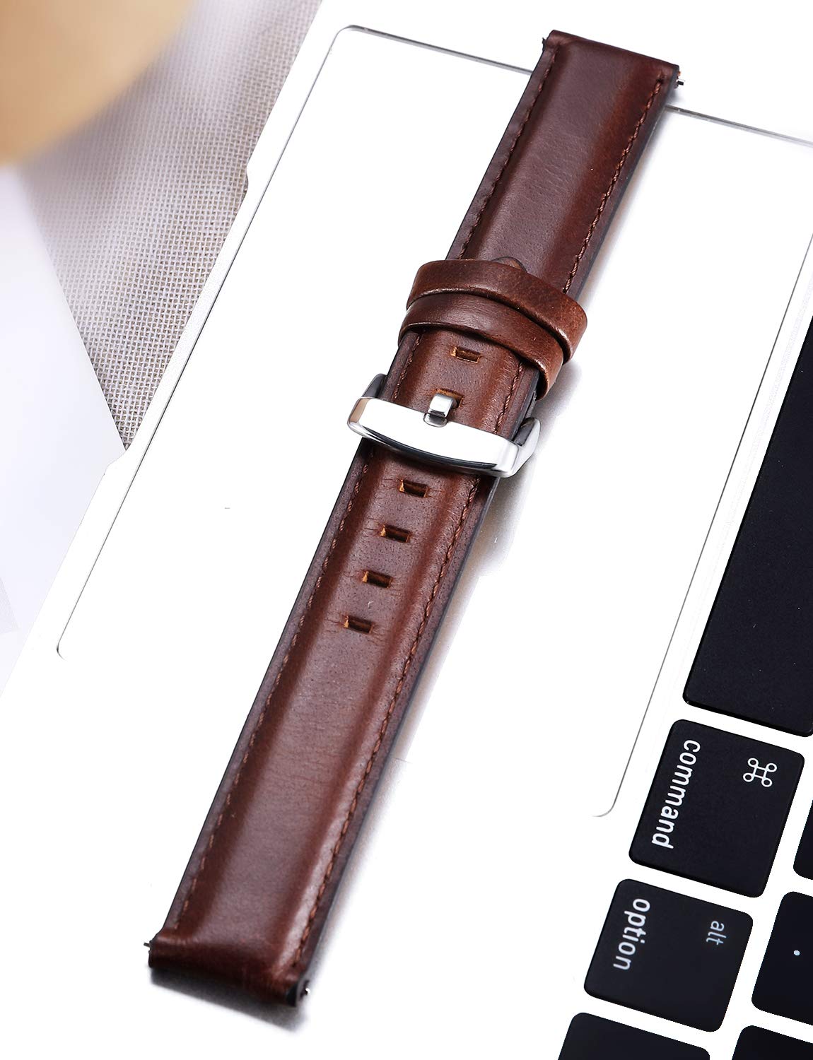 BINLUN Leather Watch Band Quick Release Replacement Leather Smart Watch Straps for Women and Men in Black Brown Red 12mm 13mm 14mm 17mm 18mm 19mm 20mm 22mm