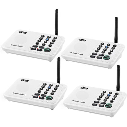 Wuloo Intercoms Wireless for Home 5280 Feet Range 10 Channel 3 Code, Wireless Intercom System for Home House Business Office, Room to Room Intercom, Home Communication System (4 Units Set, Black)