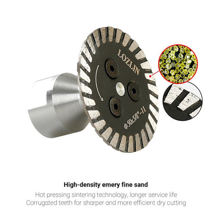 LOZLIN 50mm Diamond Saw Blade 5/8-11 Thread, Turbo Rim Cutting Disc for Granite Marble Concrete Stone, Compact Engraving Wheel for Angle Grinder Rotary Tool Power Drill