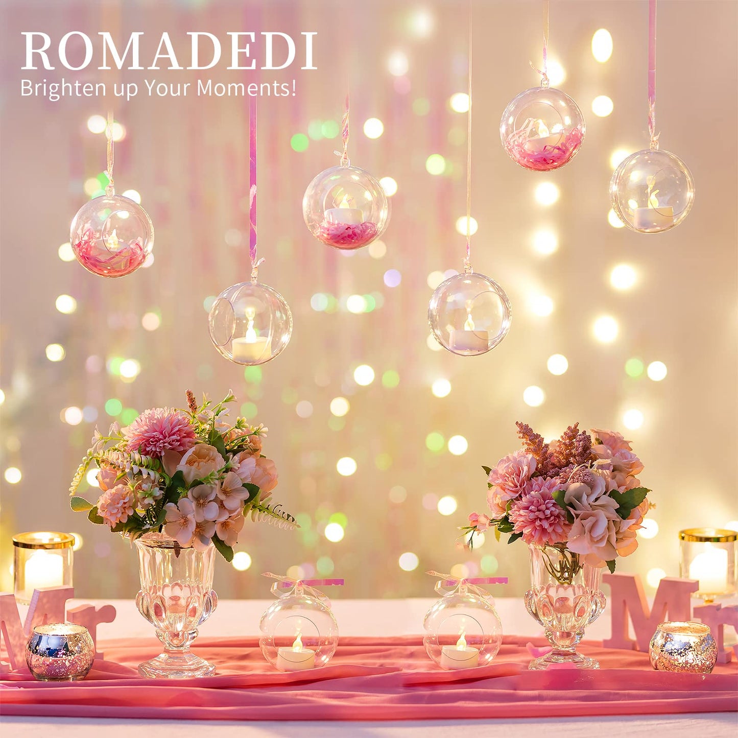20 Pcs Hanging Tealight Holders Globes: Romadedi Fillable Acrylic Bulk Hanging Tea Light Ball, Bulb 3.15'' Ornaments Fillable for Party Wedding Centerpiece Christmas Home Decorations DIY