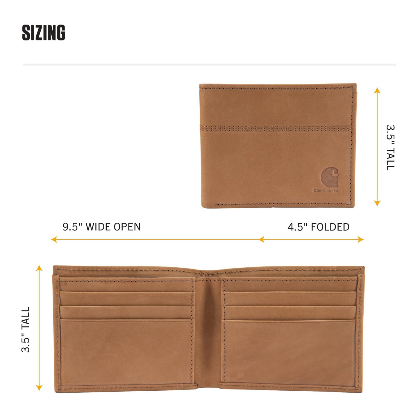 Carhartt Men’s Full Grain Saddle Leather Wallets, RFID Blocking Bifold, Trifold, and Front Pocket Options, Gifts for Men