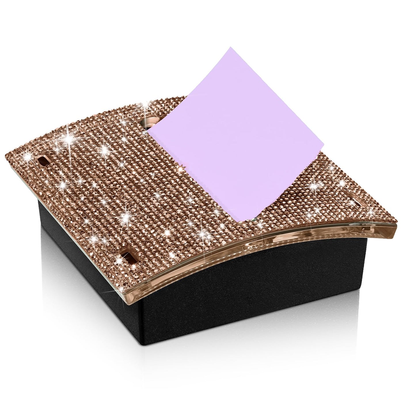 Eersida Rhinestone Self Stick Note Pad Holders 4 x 4 Inches Gold Cute Note Holder Sticky Dispenser Bling Memo Stick Dispenser for Office Employee Coworkers Gifts Home Desk Supplies