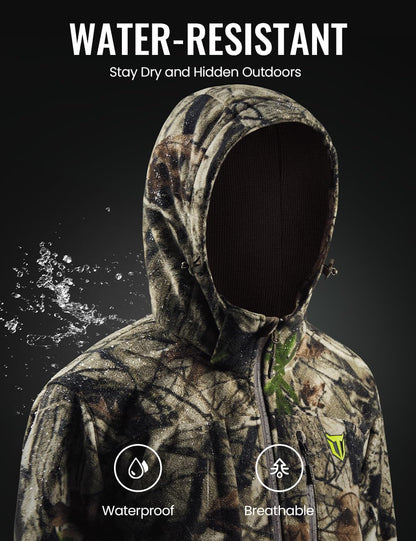 TIDEWE Hunting Clothes for Men, Silent Water Resistant Hunting Jackets and Bibs, Next Camo G2, XL