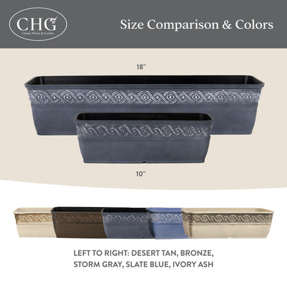 Classic Home and Garden Corinthian Trough Planter 10" Desert Tan