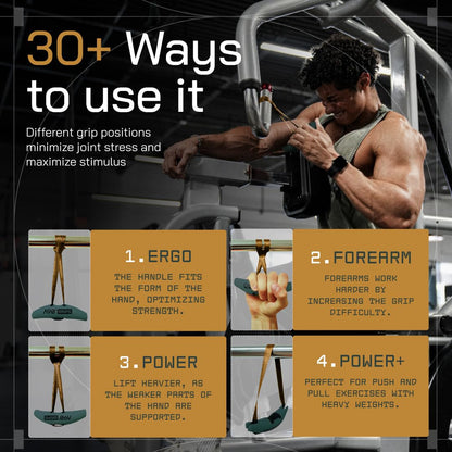 Angles90 Pull Up Grip Handles - Ranger - Ergonomic Design for Lat Pulldown Attachments & D-Handle Cable Attachment - Four Positions for Pull Up Bar & Cable Grips - Hand Strength Trainer for Home Gym