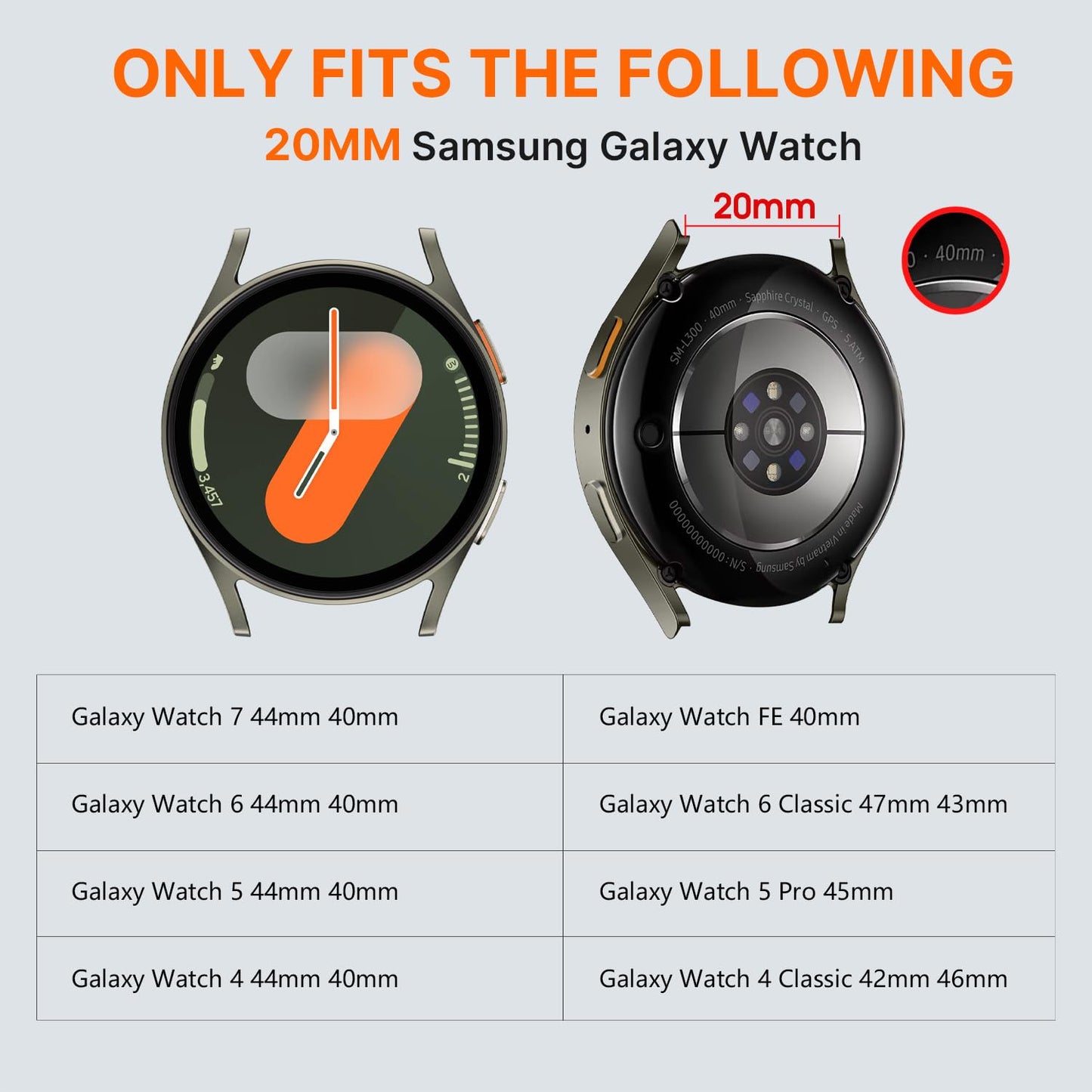 Bandletic Silicone Magnetic Band Compatible with Samsung Galaxy Watch 7 6 5 4 FE 40mm 44mm/Watch 6 4 Classic 43mm 47mm 42mm 46mm/Watch 5 Pro 45mm, 20mm No Gap Soft Sport Strap for Men Women