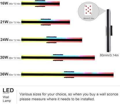 TODOLUZ 2-Pack 40-Inch Outdoor RGB Long Linear Wall Light Fixture, IP65 Waterproof 24W LED Exterior Wall Sconce Lighting with Remote Control for Indoor Party Garage