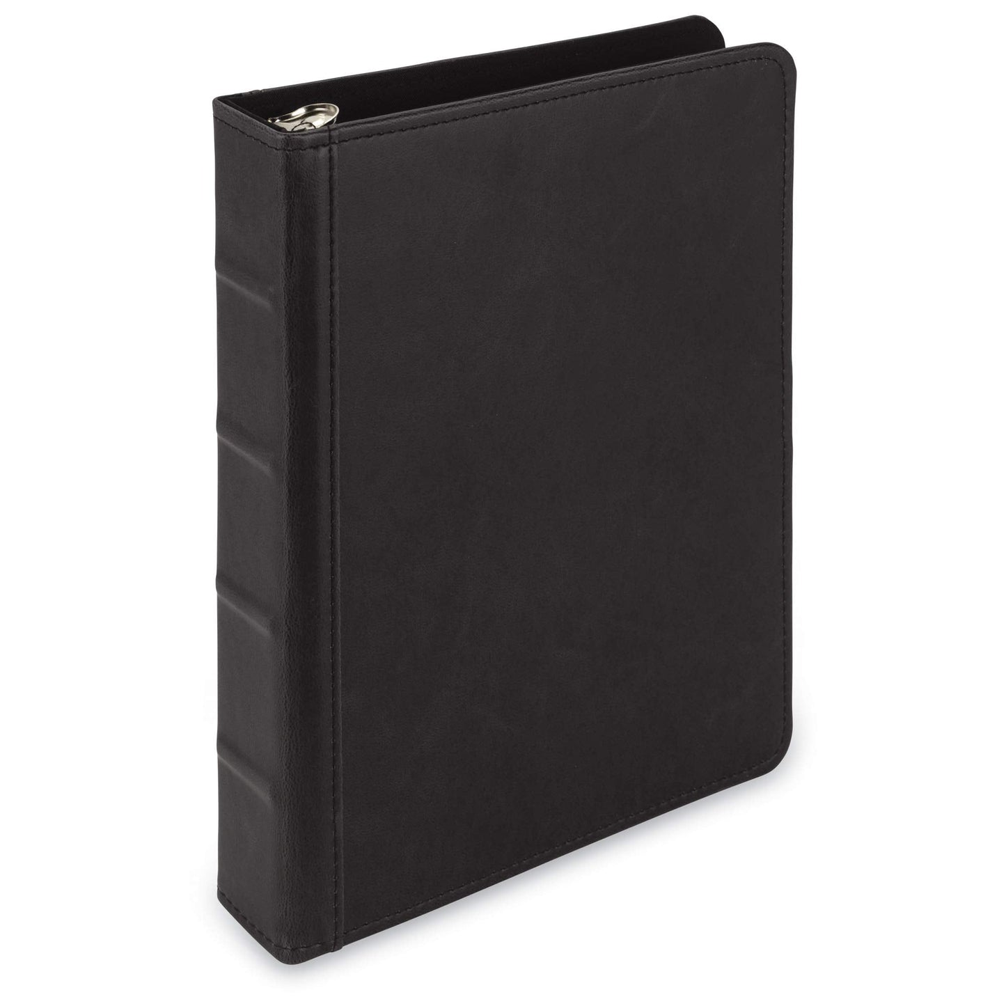 Samsill Vintage Leather Mini 3 Ring Binder 1 Inch Round Ring (Holds 200 Sheets), 5.5 x 8.5 Inch Documents, Professional Organizer, Planner, Notebook, Black
