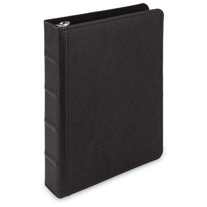 Samsill Vintage Leather Mini 3 Ring Binder 1 Inch Round Ring (Holds 200 Sheets), 5.5 x 8.5 Inch Documents, Professional Organizer, Planner, Notebook, Black