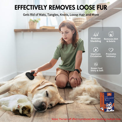 YOYUPETA Dog Self Cleaning Slicker Brush for Shedding, Ideal for Short Long Haired Dogs, Including Cat. Removes Loose Fur, Undercoat, Mats, Tangled Hair. Suit for Large Medium Small Animal, Black