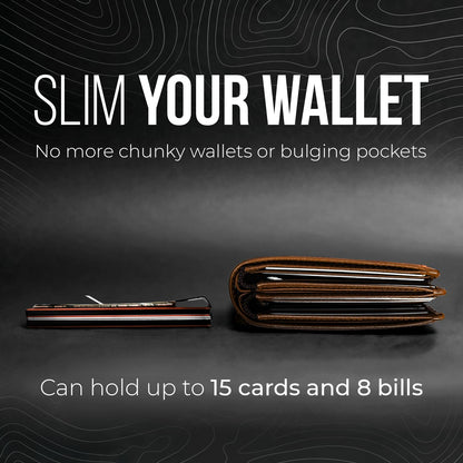 Mountain Voyage Co Minimalist Wallet for Men & Women - Slim RFID Wallet, Scratch Resistant, Credit Card Holder & Money Clip, Easily Removable Money & Cards, (Khaki Leather)