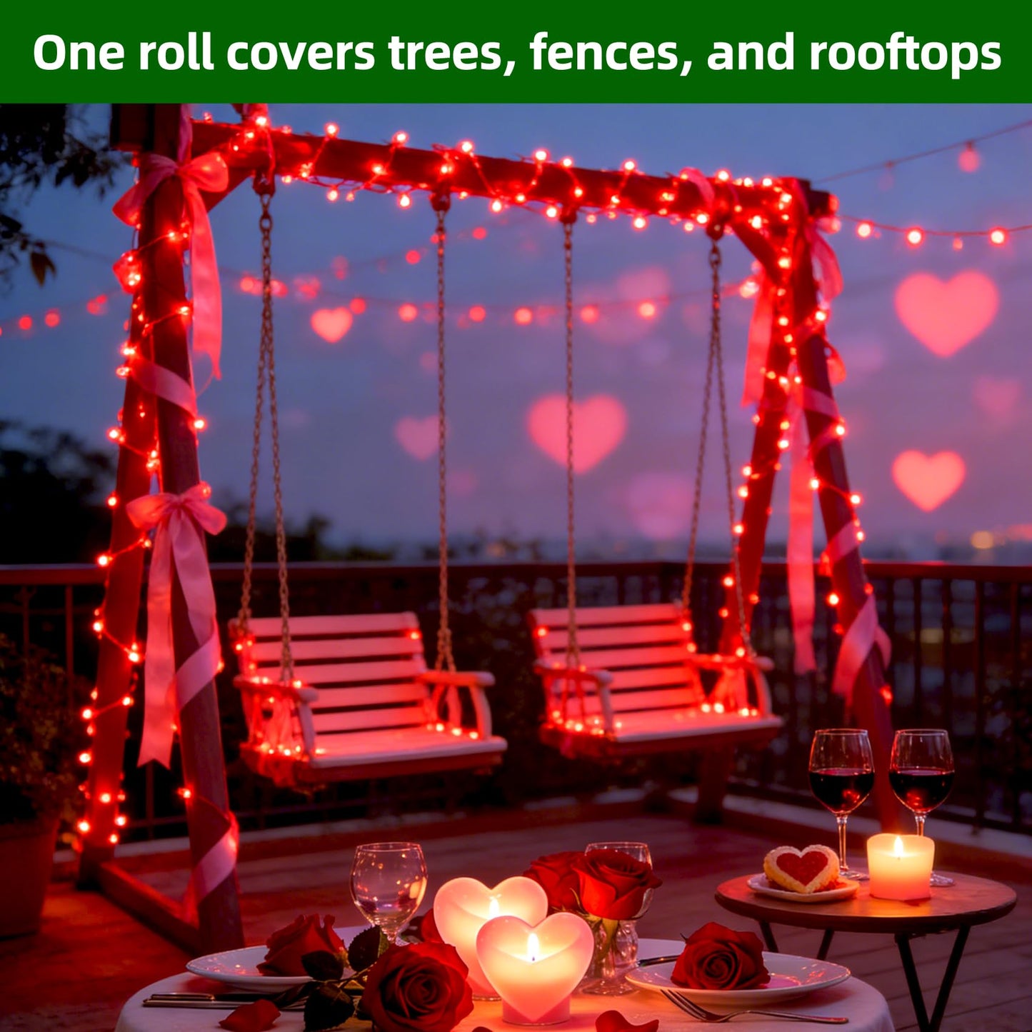 QUHUATU 750 LED 240FT Valentine Lights Outdoor,12 Lighting Modes Valentines DayDecorations with Timer, Dimmable Plug in Red LED StringLights Waterproof for Yard Tree Wedding Party Holiday Red
