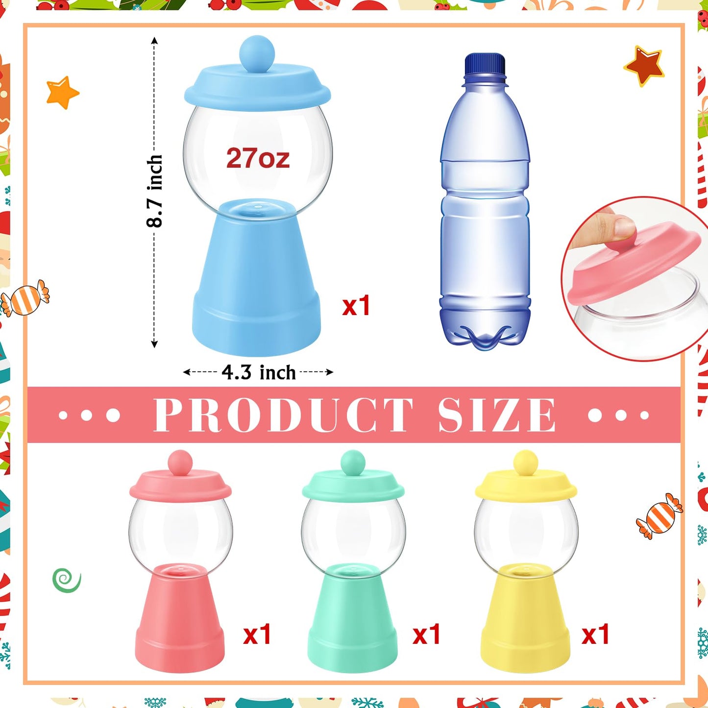 Thyle 4 Pcs Terra Cotta Candy Jar with Lid 8.7x4.3 Ceramic Cookie Jar Red Blue Green Yellow Fishbowl Food Storage for Birthday Cartoon Game Night Christmas Party Table Centerpiece DIY Gift(Macaron)