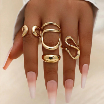 FAXHION 12PCS Gold Stackable Rings Set for Women, 18K Gold Plated Open Stacking Knuckle Ring, Adjustable Chunky Signet Band Statement Ring for Gift