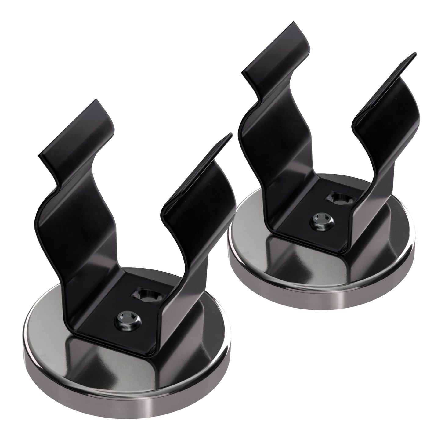 Master Magnetics Ceramic Round Base Magnet with Black Spring Clamp Pack - Heavy-Duty Strong Magnets - 35 lb Pull Each - Nickel-Plated - 2.04" D - 2.210" H - 2-Pack