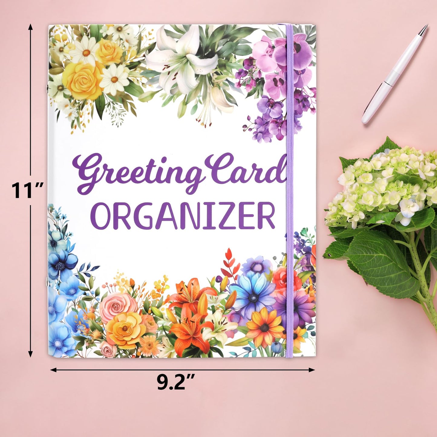 Ceiba Tree Greeting Card Organizer with 24 Pockets Teacher Appreciation Gift Card Book Flora Month by Month Hardcover Binder Birthday Reminder for Holiday Wedding Anniversary Home Office
