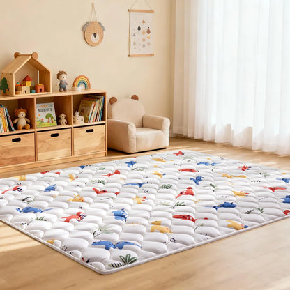 Odorless Premium Foam Baby Play Mat 50" x 50", Soft Microfiber Fabric Crawling Mat for Floor- Comfortable and Hypoallergenic, Non-Slip Cushioned Floor Playpen mat for Infants,Babies,Toddlers