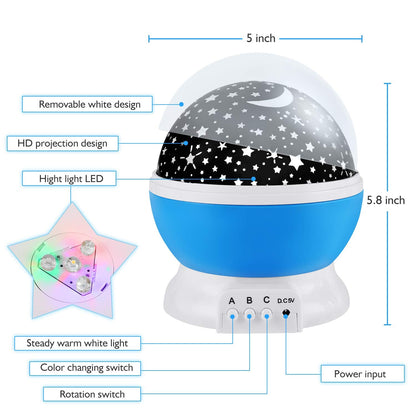 RICTLY Night Light for Kids, Nebula Star Projector Kids Night Light 360 Degree Rotation - 4 LED Bulbs 12 Light Color Changing with USB Cable, Romantic Gifts for Men Women Children